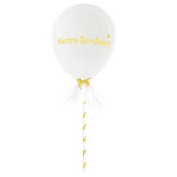 Topper balon na tort urodziny Happy Birthday